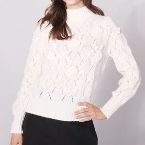 Astrid Woodstock Sweater With Knit Flower Details